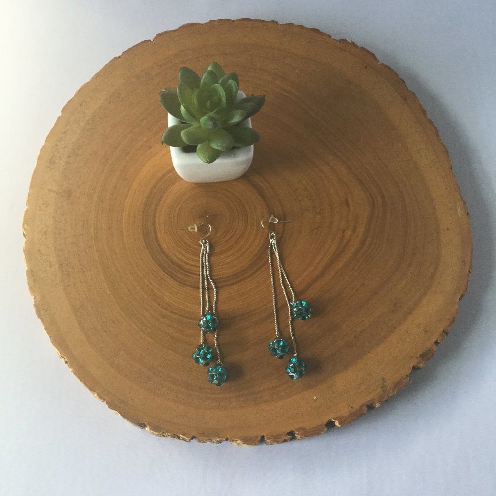 Teal Ball drop Earrings